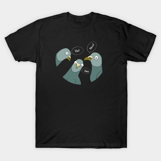 Cute and Funny Pigeons T-Shirt by Suneldesigns